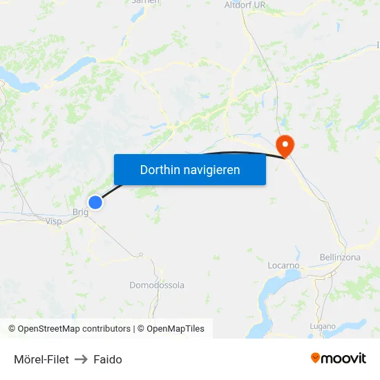 Mörel-Filet to Faido map