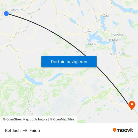 Bettlach to Faido map