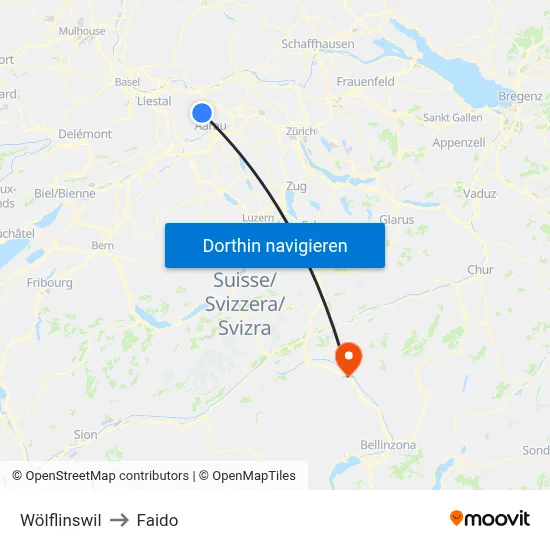 Wölflinswil to Faido map