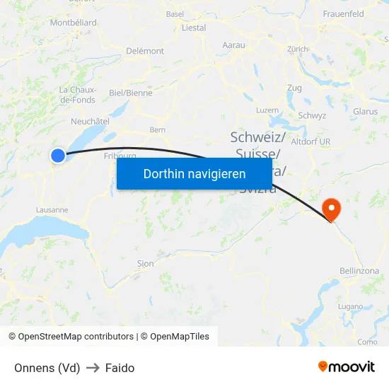 Onnens (Vd) to Faido map