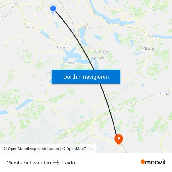 Meisterschwanden to Faido map