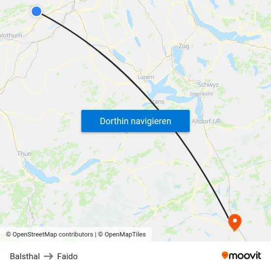 Balsthal to Faido map