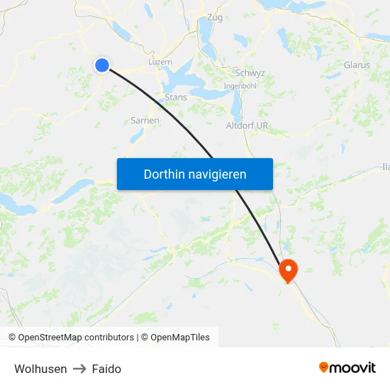 Wolhusen to Faido map