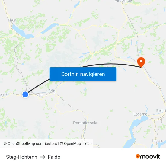 Steg-Hohtenn to Faido map