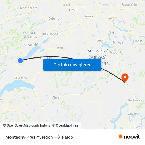Montagny-Près-Yverdon to Faido map
