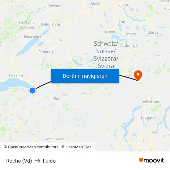 Roche (Vd) to Faido map