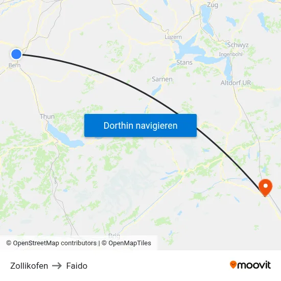 Zollikofen to Faido map