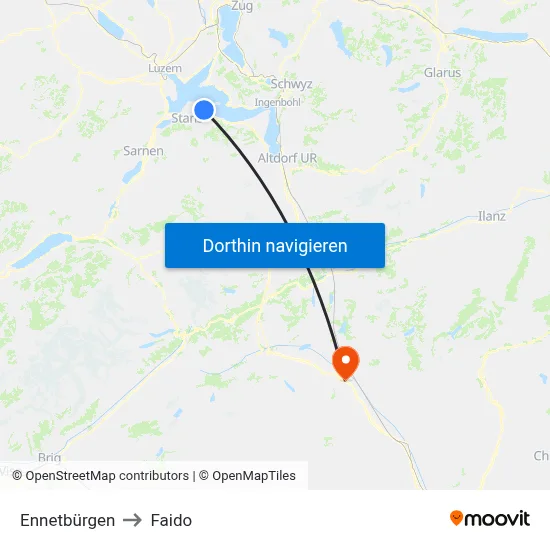 Ennetbürgen to Faido map