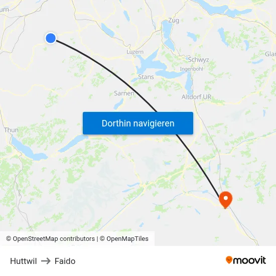 Huttwil to Faido map