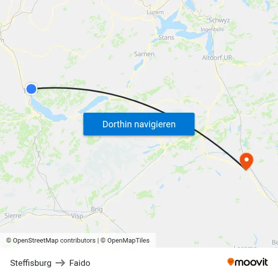 Steffisburg to Faido map