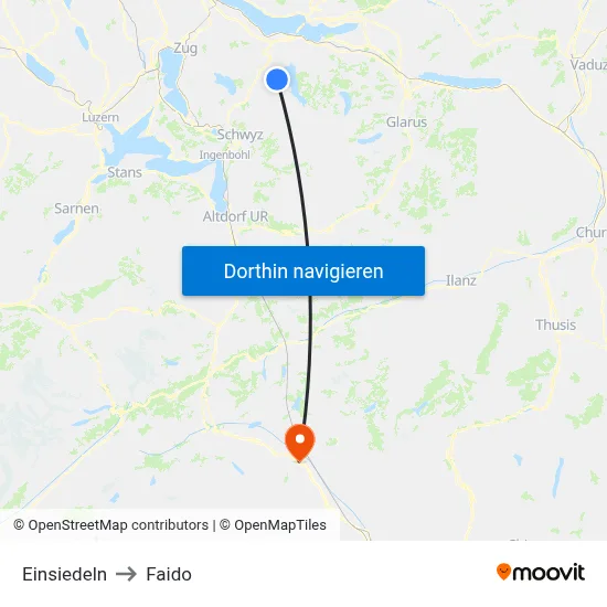 Einsiedeln to Faido map