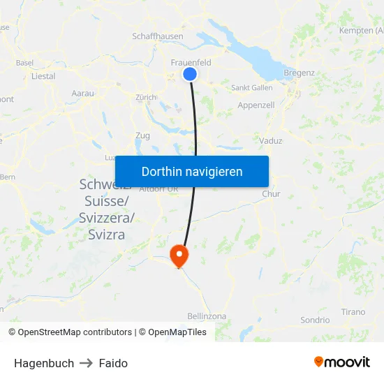 Hagenbuch to Faido map