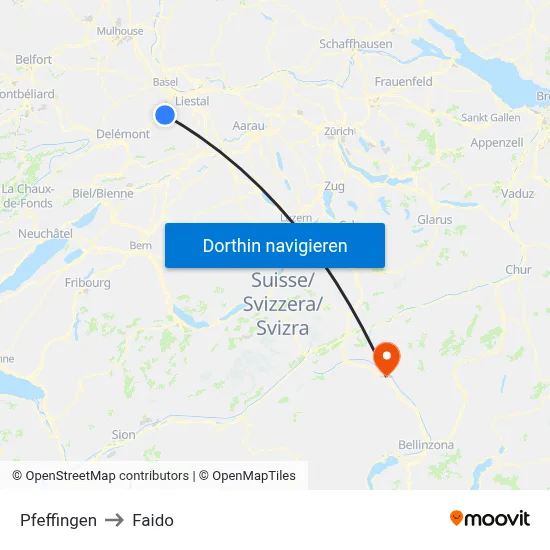 Pfeffingen to Faido map