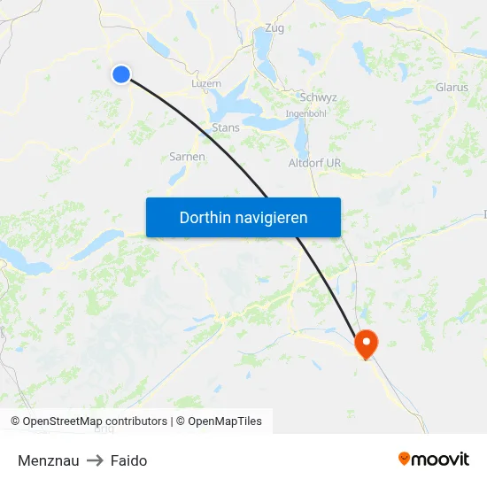 Menznau to Faido map