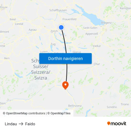 Lindau to Faido map