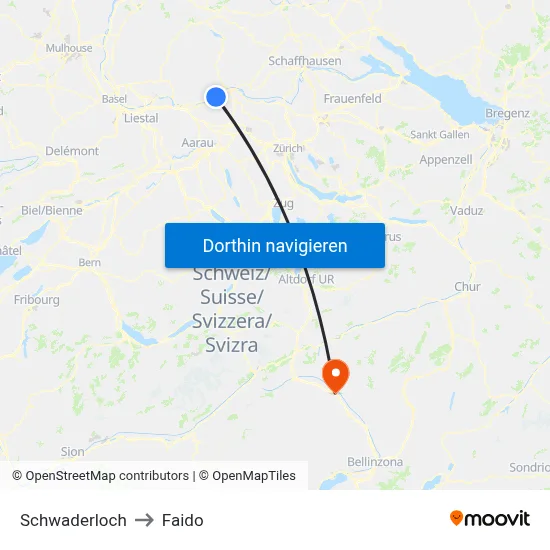 Schwaderloch to Faido map