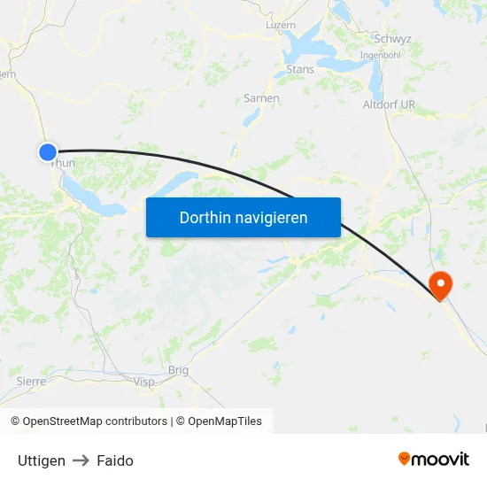Uttigen to Faido map