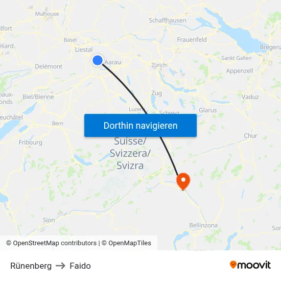 Rünenberg to Faido map