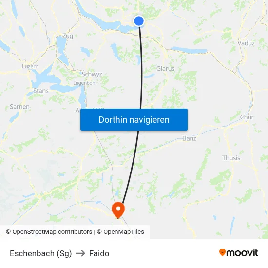 Eschenbach (Sg) to Faido map