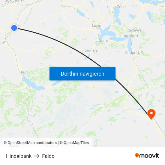 Hindelbank to Faido map