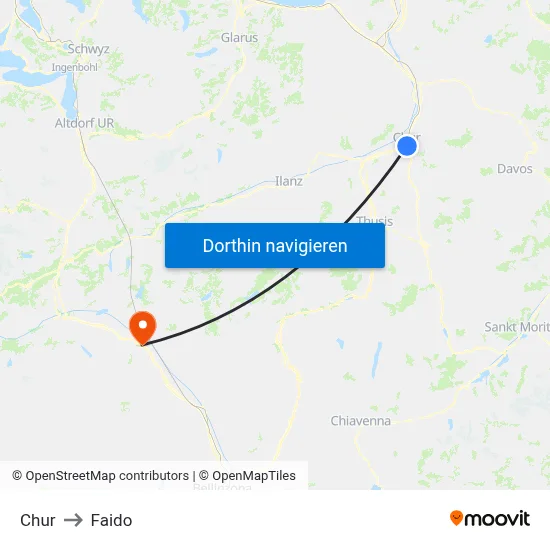 Chur to Faido map