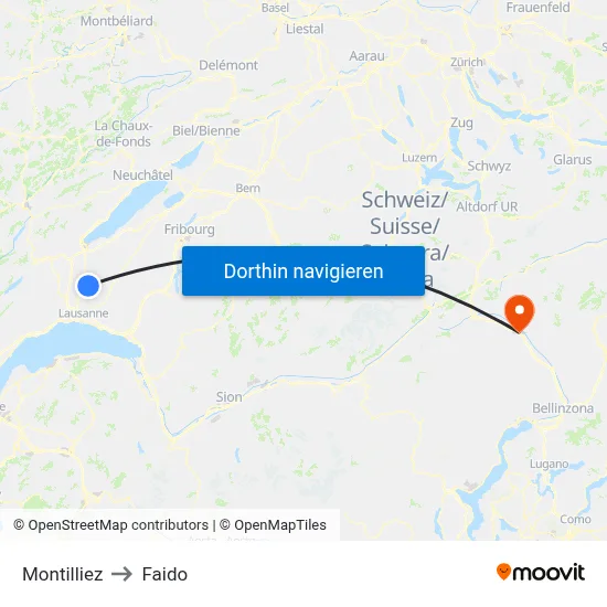 Montilliez to Faido map