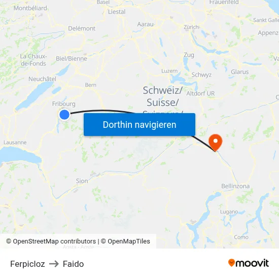 Ferpicloz to Faido map