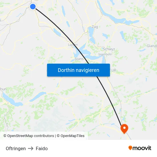 Oftringen to Faido map