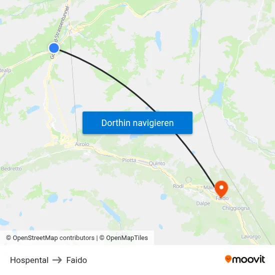 Hospental to Faido map