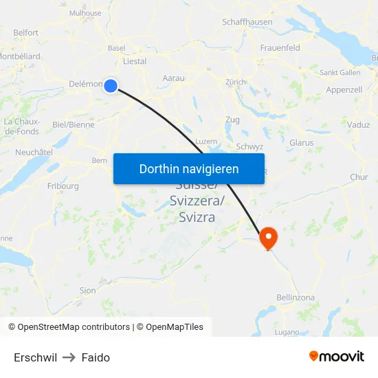 Erschwil to Faido map