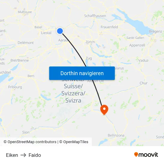 Eiken to Faido map