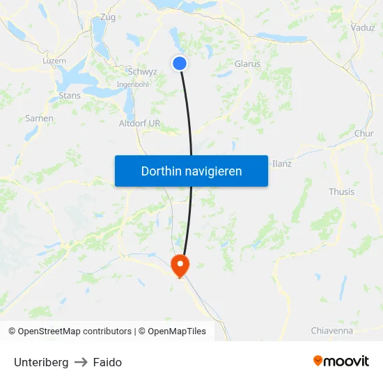 Unteriberg to Faido map