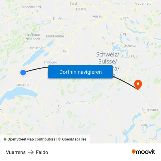 Vuarrens to Faido map
