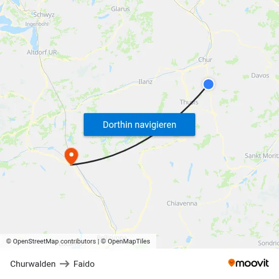 Churwalden to Faido map