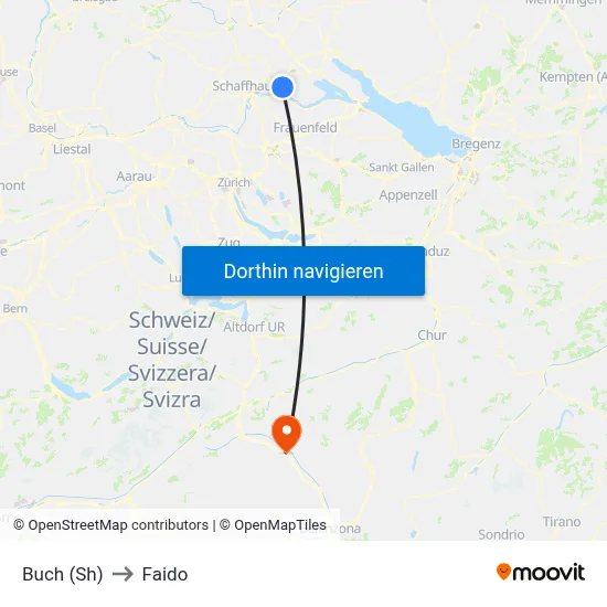 Buch (Sh) to Faido map