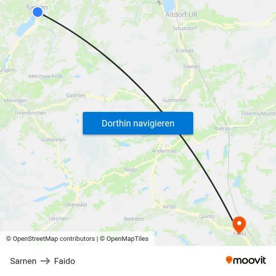Sarnen to Faido map