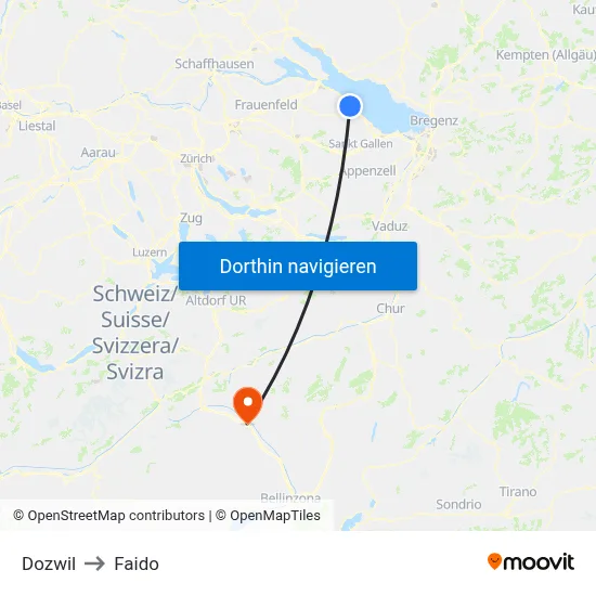Dozwil to Faido map