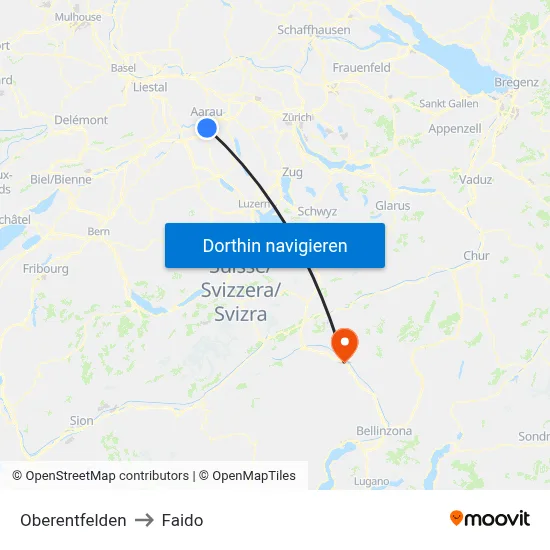 Oberentfelden to Faido map
