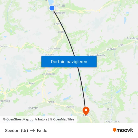 Seedorf (Ur) to Faido map