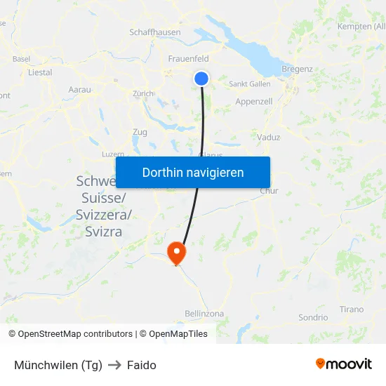Münchwilen (Tg) to Faido map