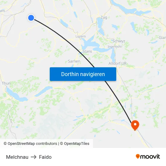 Melchnau to Faido map