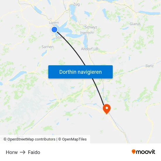 Horw to Faido map