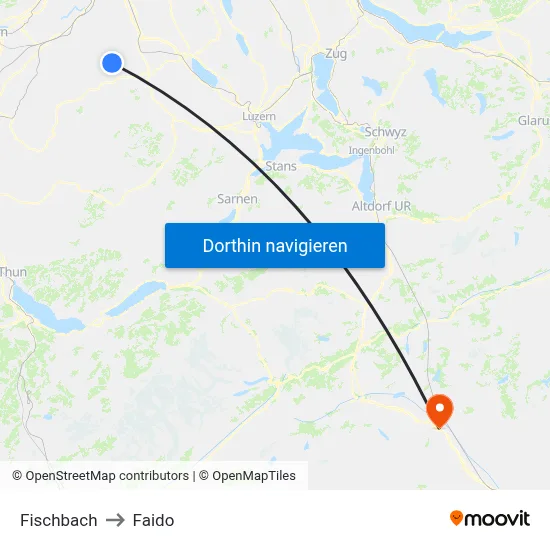 Fischbach to Faido map