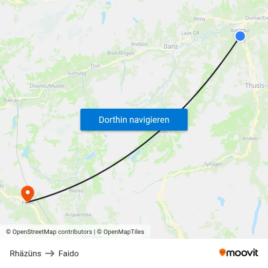 Rhäzüns to Faido map