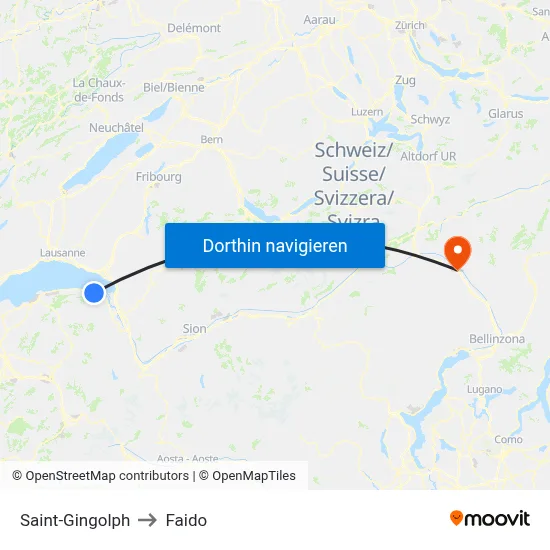 Saint-Gingolph to Faido map