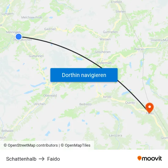 Schattenhalb to Faido map