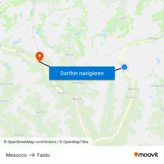 Mesocco to Faido map