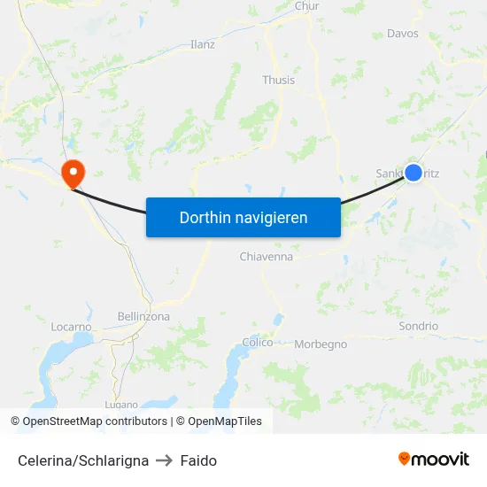 Celerina/Schlarigna to Faido map