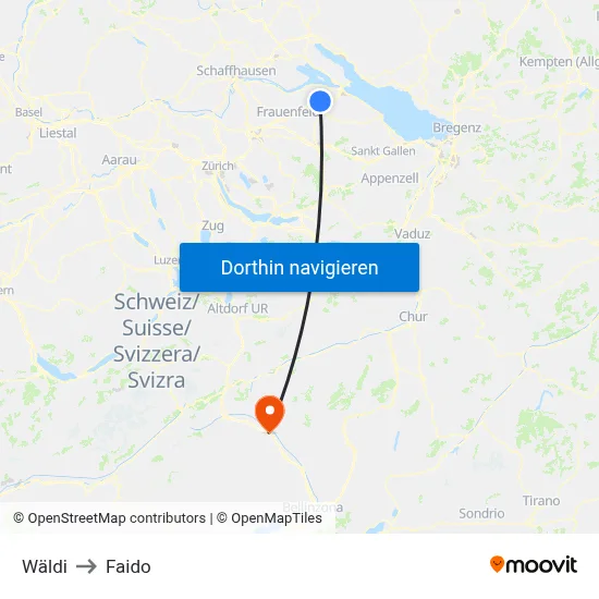 Wäldi to Faido map