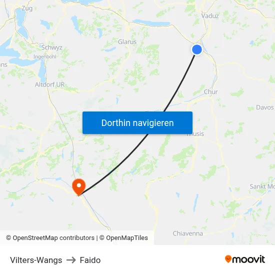 Vilters-Wangs to Faido map